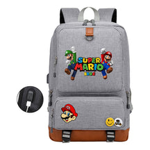 Super Mario Printed Usb Youth Student Backpack For Leisure Travel Backpack