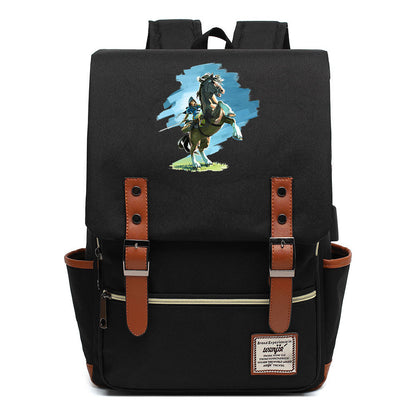 Game Zelda Kingdom Tears Print Youth Student Backpack Usb Casual Backpack