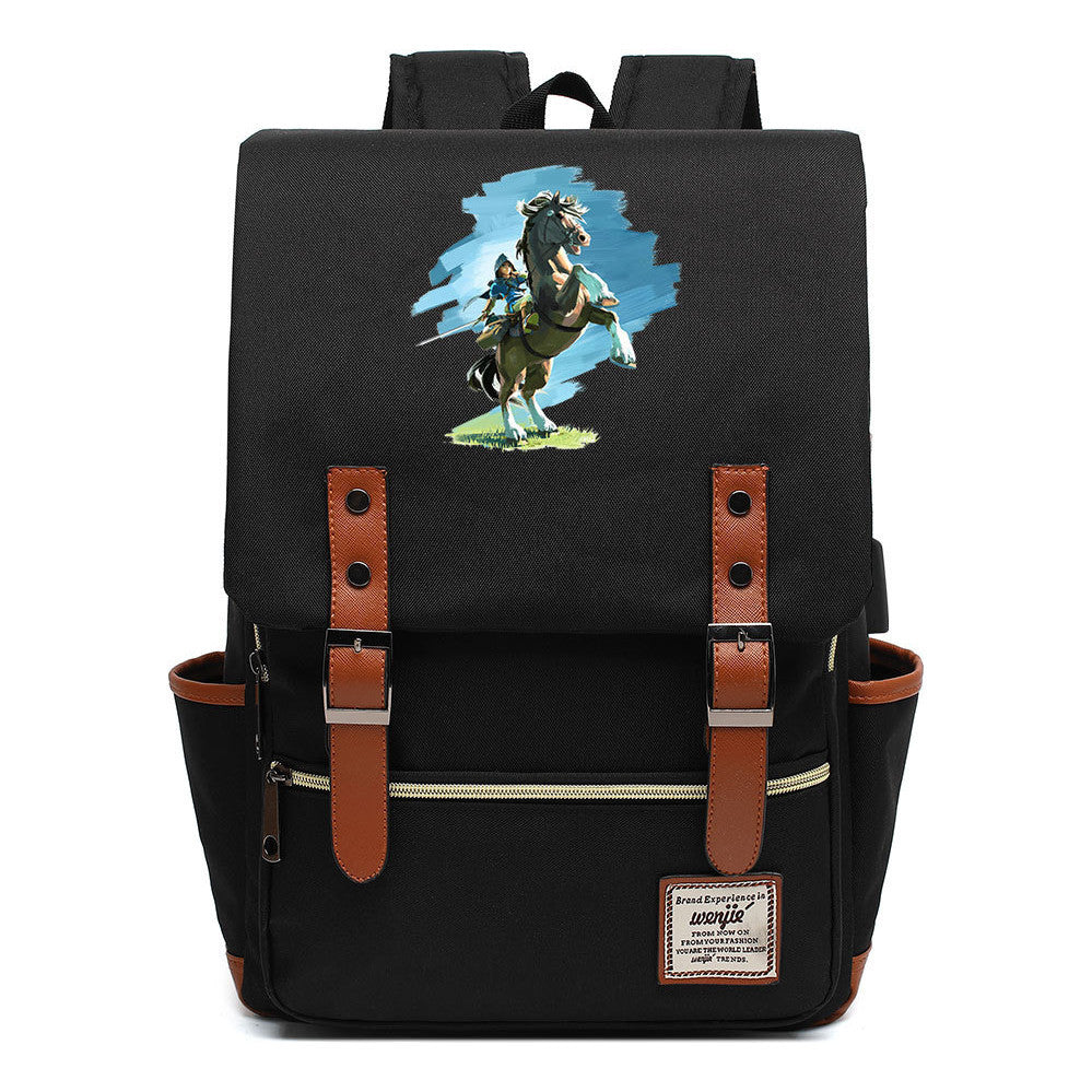 Game Zelda Kingdom Tears Print Youth Student Backpack Usb Casual Backpack