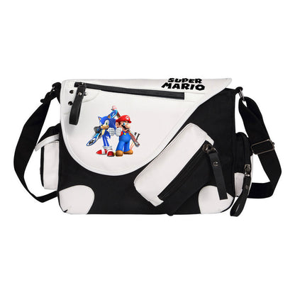 Super Mario Youth Student School Bag Canvas Shoulder Bag Casual Straddle Backpack
