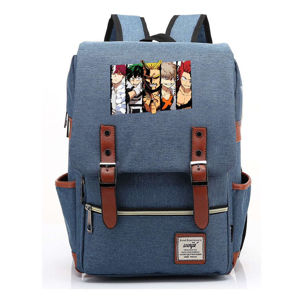 Anime My Heroes Academy Printed Youth Student Backpack Men's And Women's Leisure Belt Buckle Classic Backpack