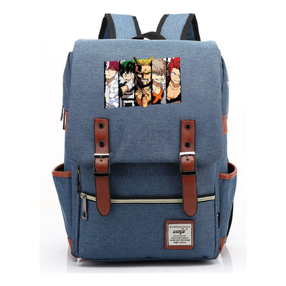 Anime My Heroes Academy Printed Youth Student Backpack Men's And Women's Leisure Belt Buckle Classic Backpack