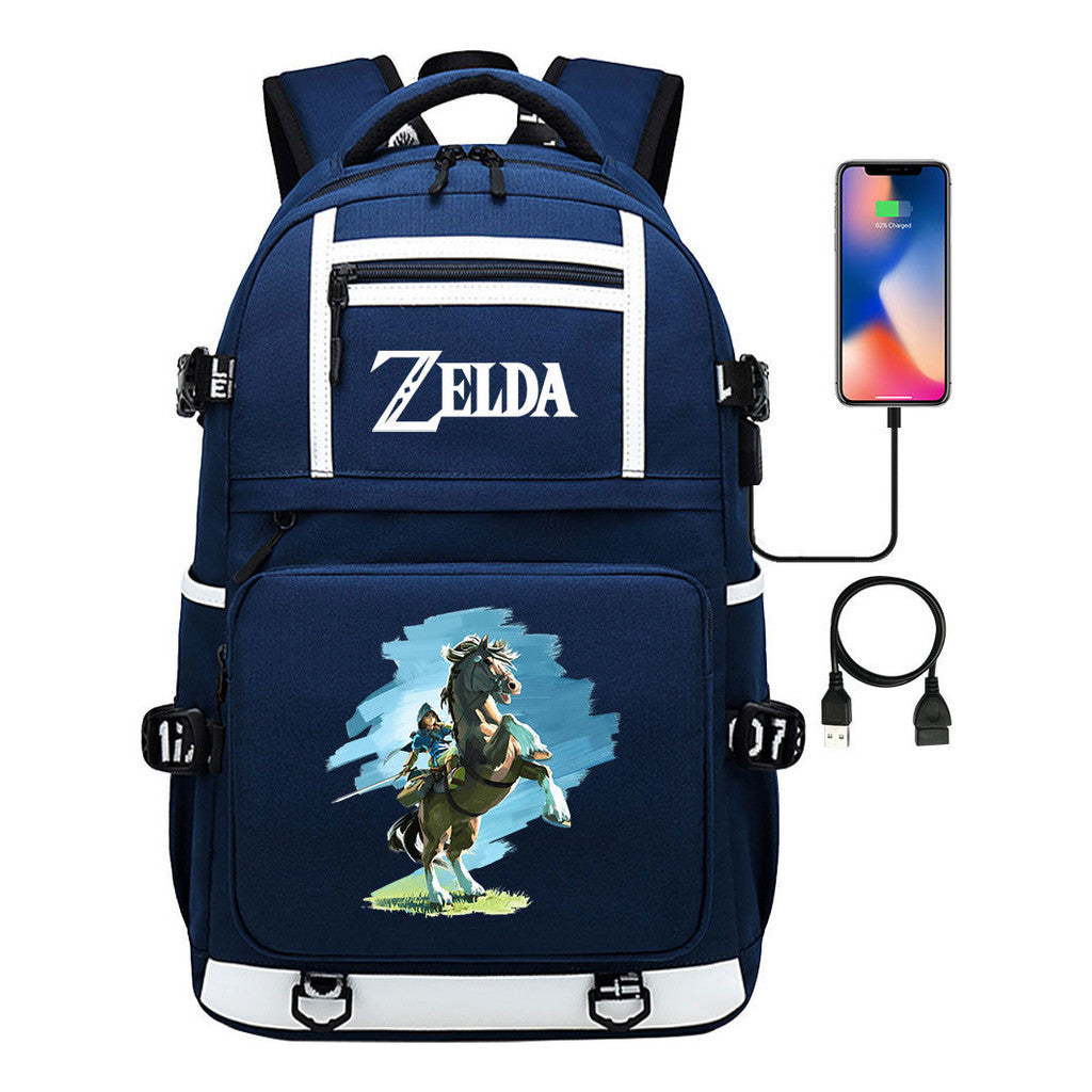 Legend Of Zelda Printed Usb Youth Student Backpack Men's And Women's Backpack Leisure Travel Bag