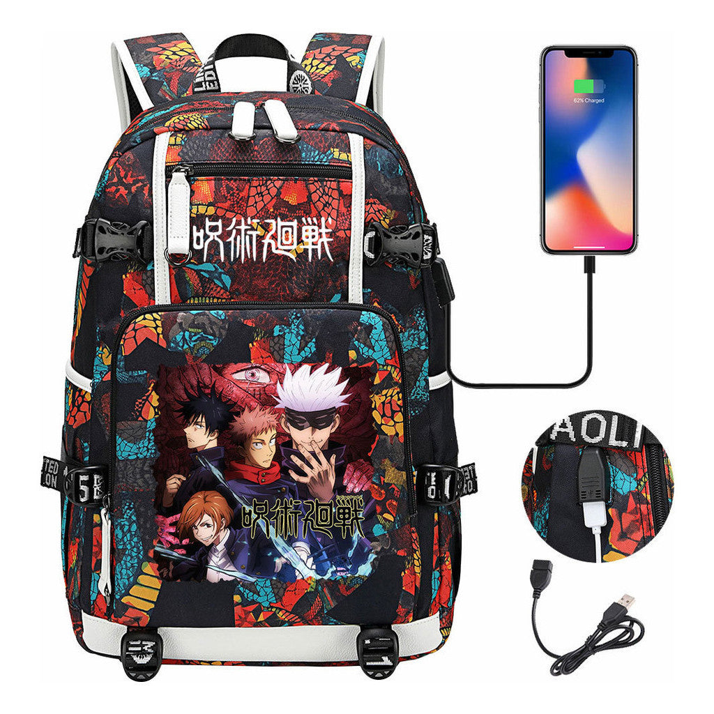 Printed Usb Youth Student Backpack Men And Women's Leisure Large Capacity Travel Backpack
