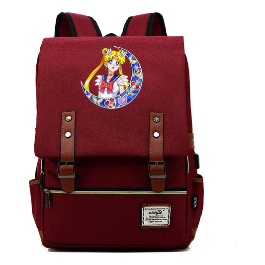 Beautiful Girl Warrior Youth Student School Bag Usb Men's And Women's Leisure Backpack