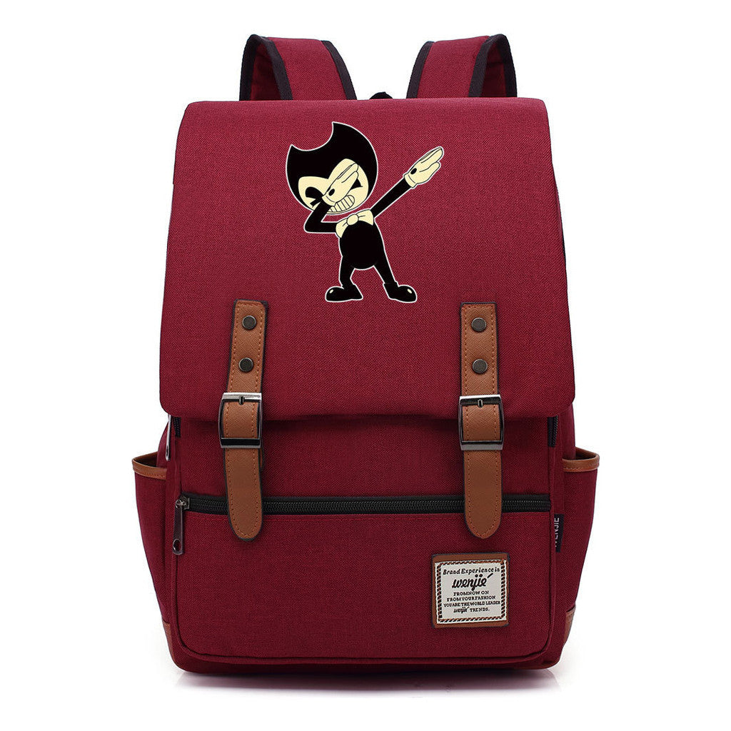 Printed Teenage Student Backpack For Men And Women With Casual Belt Buckle Classic Backpack