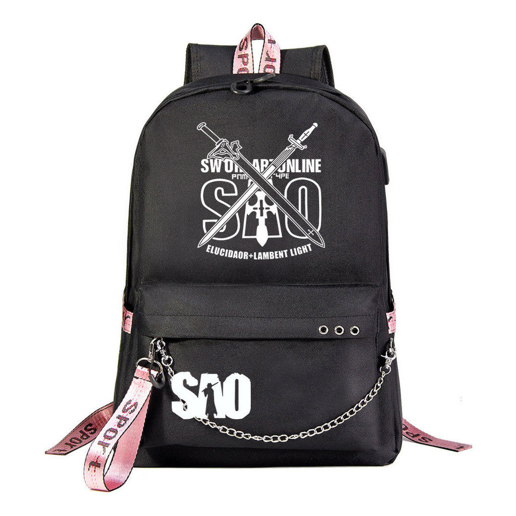 Sword God Domain Printed Usb Youth Student Backpack For Men And Women's Leisure Travel Backpack