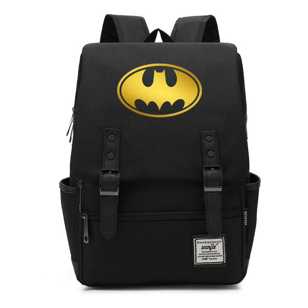 Golden Hero Batman Printed Youth Student School Bag Casual Belt Buckle Classic Backpack