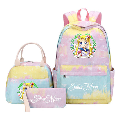 Beautiful Girl Warrior Teenage Student Girl Backpack Lunch Bag Three Piece Set Backpack Cover