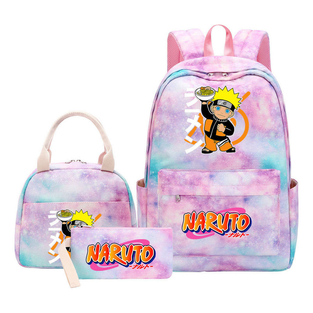Naruto Student Girl Backpack Lunch Bag Three Piece Set Backpack Set
