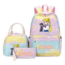 Beautiful Girl Warrior Student Schoolbag Lunch Bag Three Piece Set Backpack Cover