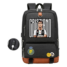 Football Star Cristiano Ronaldo Printed Usb Youth Student Backpack For Leisure Travel Backpack