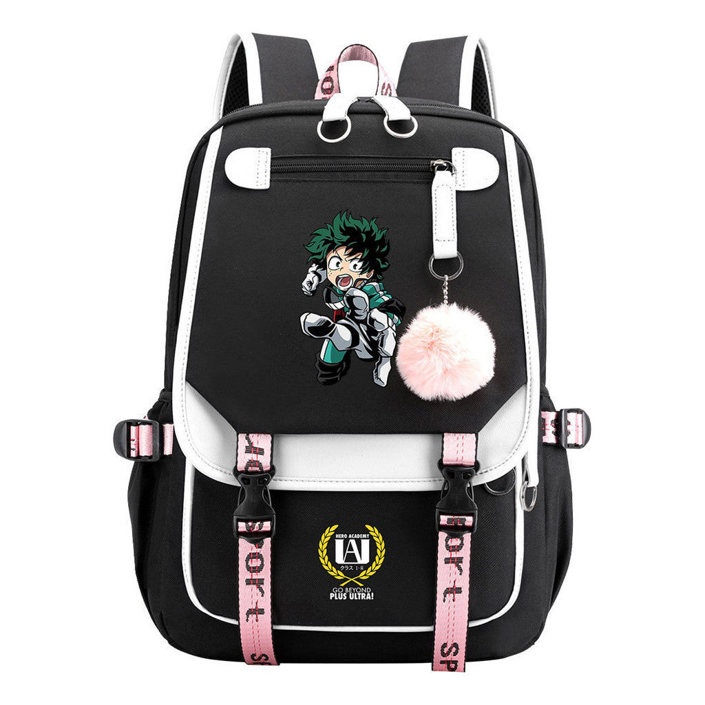 My Heroes Academy Usb Youth Student Backpack With Casual Woven Strap Flip Back Backpack
