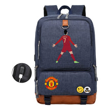 Football Star Cristiano Ronaldo Printed Usb Youth Student Backpack For Leisure Travel Backpack
