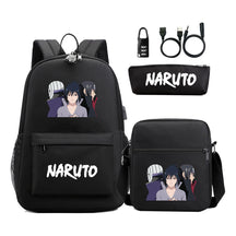 Naruto Usb Password Lock Youth Student Backpack Three Piece Set For Men And Women Backpack Set