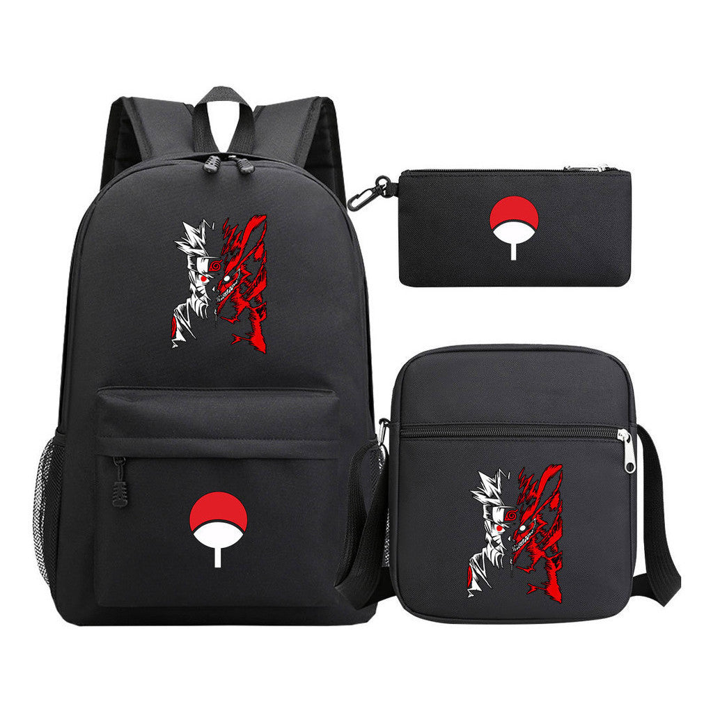 Anime Naruto Starry Sky Youth School Bag Three Piece Set For Men And Women Backpack Set