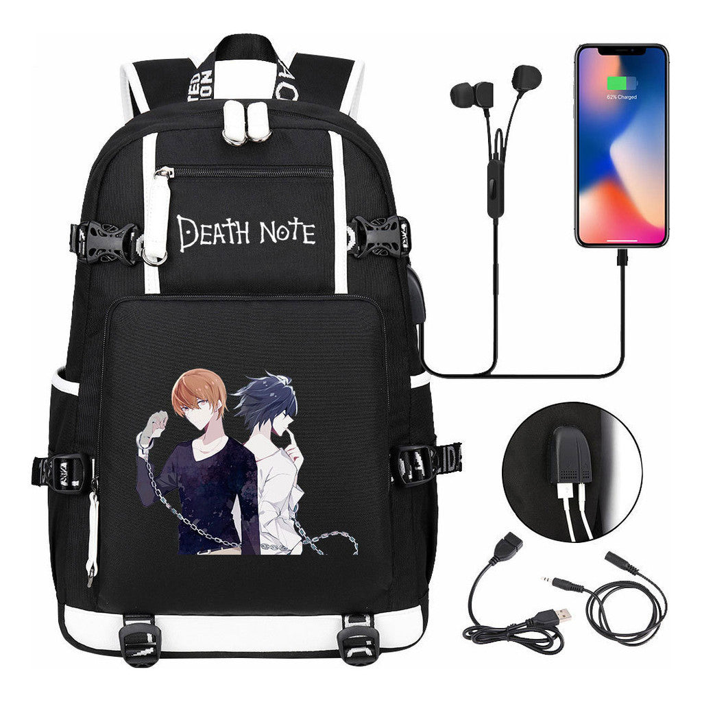 Death Note Usb Large Capacity Youth Student Backpack Men's And Women's Leisure Travel Backpack