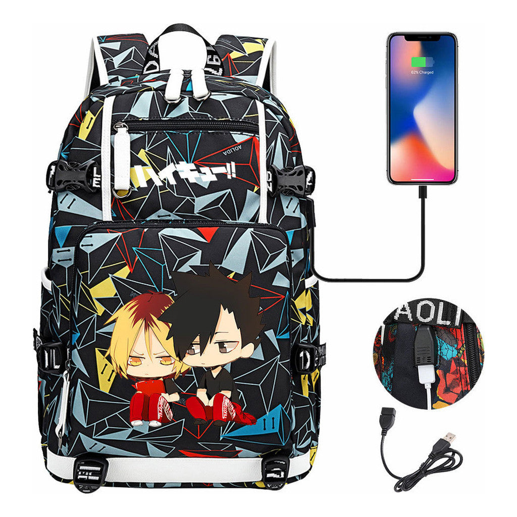 Volleyball Youth Usb Large Capacity Youth Student School Bag Men's And Women's Leisure Travel Backpack