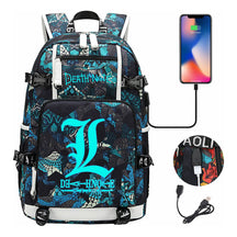 Blue Night Light Death Note Usb Youth Student School Bag Men's And Women's Leisure Travel Backpack