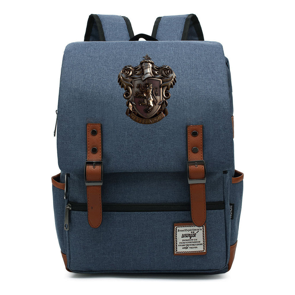 School Of Witchcraft And Wizardry Printed Youth Student Backpack For Men And Women, Casual Belt Buckle, Classic Backpack