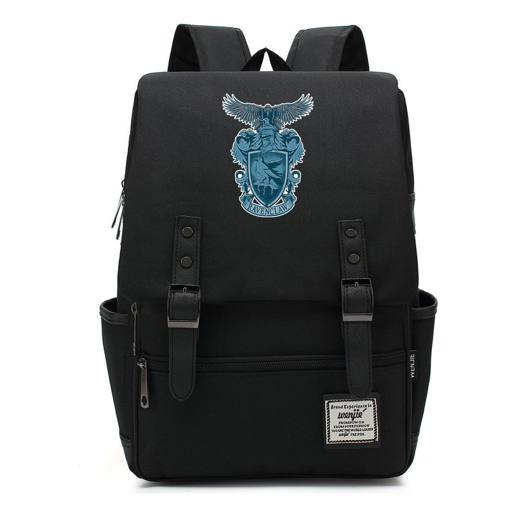 School Of Witchcraft And Wizardry Printed Student Backpack For Men And Women, Casual Belt Buckle, Classic Backpack