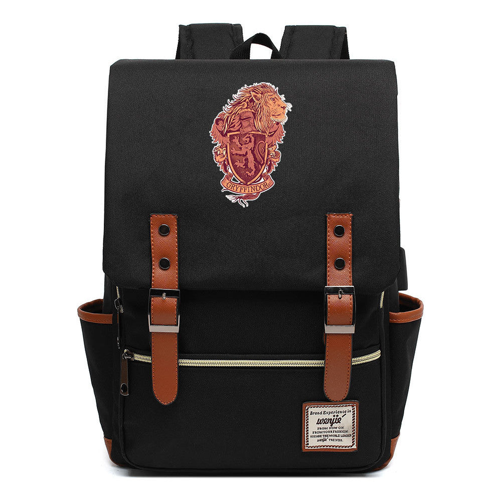 School Of Witchcraft And Wizardry Youth Student Backpack Usb Leisure Belt Buckle Backpack