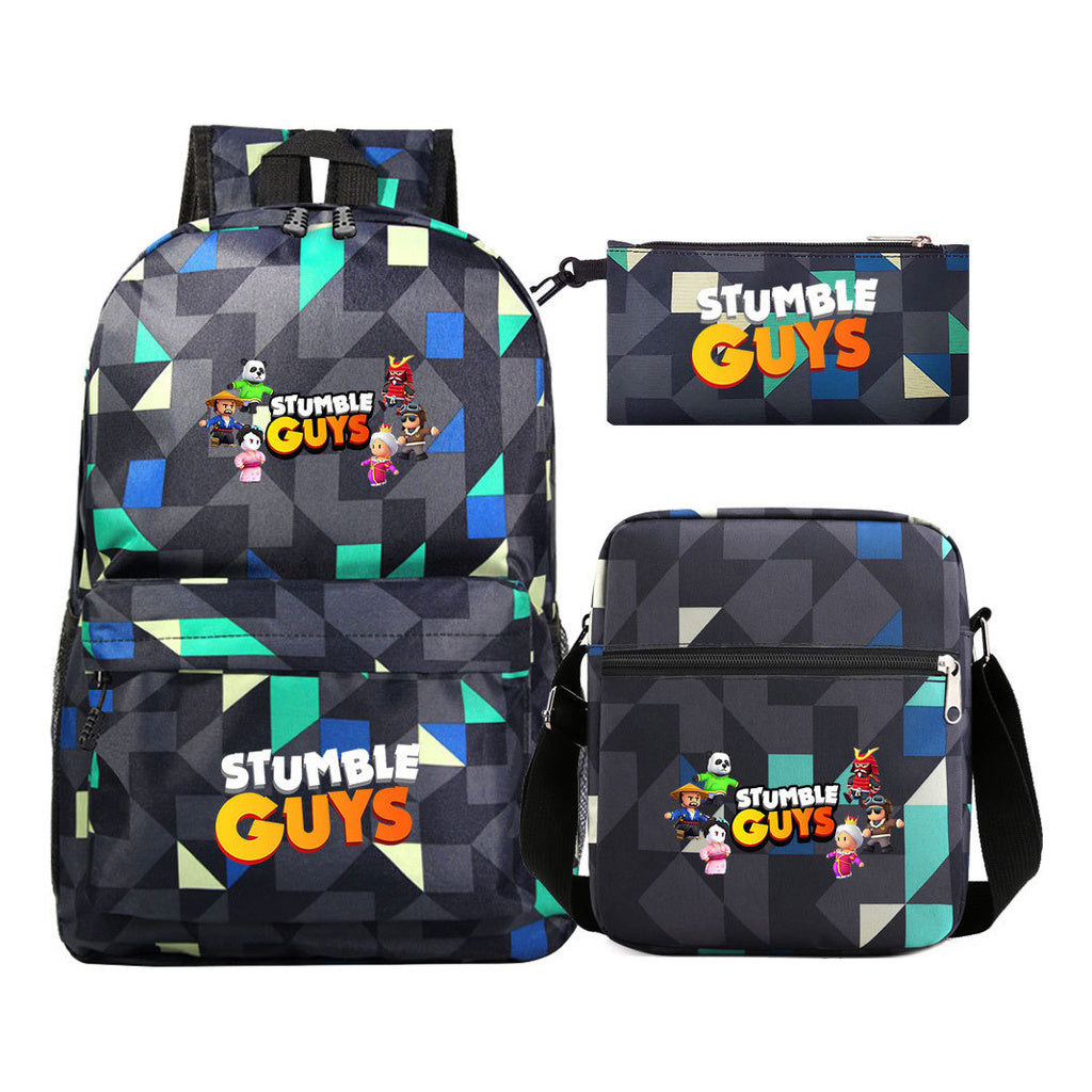Three piece printed student backpack set for boys and girls, backpack set