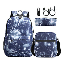 Usb Password Lock Youth Student Backpack Three Piece Set For Men And Women's Backpack Set
