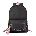 Usb Student Backpack With Men's And Women's Casual Woven Straps Backpack