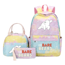 Cartoon Cute Three Bears Youth Student Girls School Bag Lunch Bag Three Piece Set Backpack Set