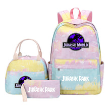 Jurassic Park Dinosaur Youth Student Girls School Bag Lunch Bag Three Piece Set Backpack Set