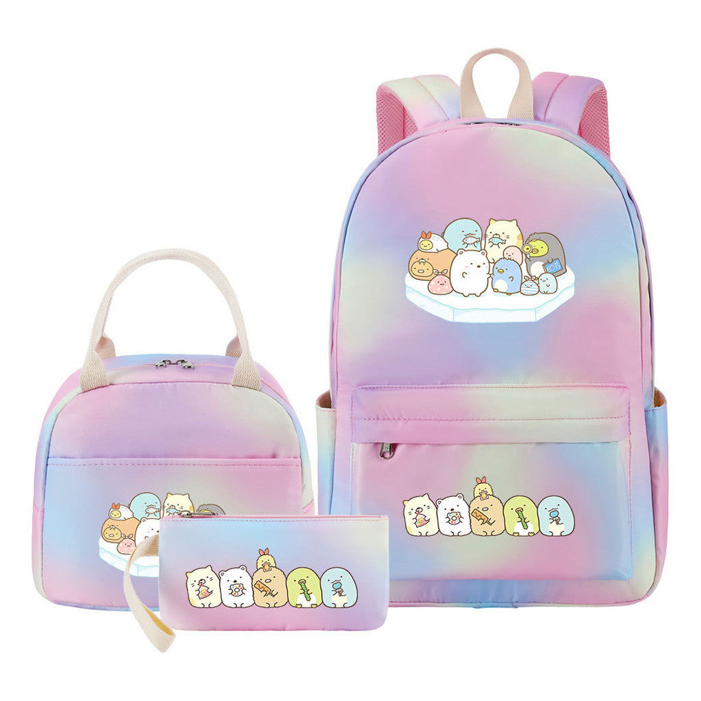 Game Corner Biology Youth Student Girls School Bag Lunch Bag Three Piece Set Backpack Set