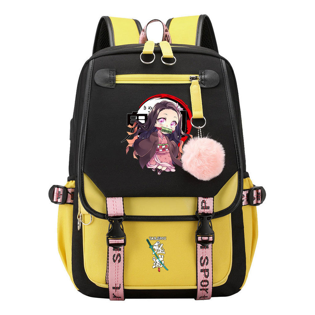 Cartoon Fashion Usb Student Backpack For Boy And Girl, Casual Woven Strap Flip Back Backpack