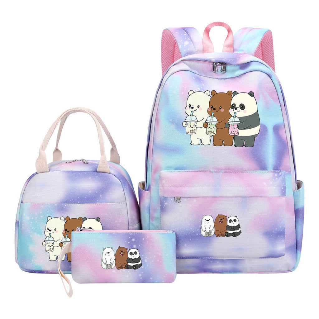 Cartoon Cute Three Cheap Bear Student Backpack Lunch Bag Three Piece Set Backpack Set