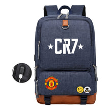 Football Star Cristiano Ronaldo Printed Usb Student Backpack For Leisure Travel Backpack