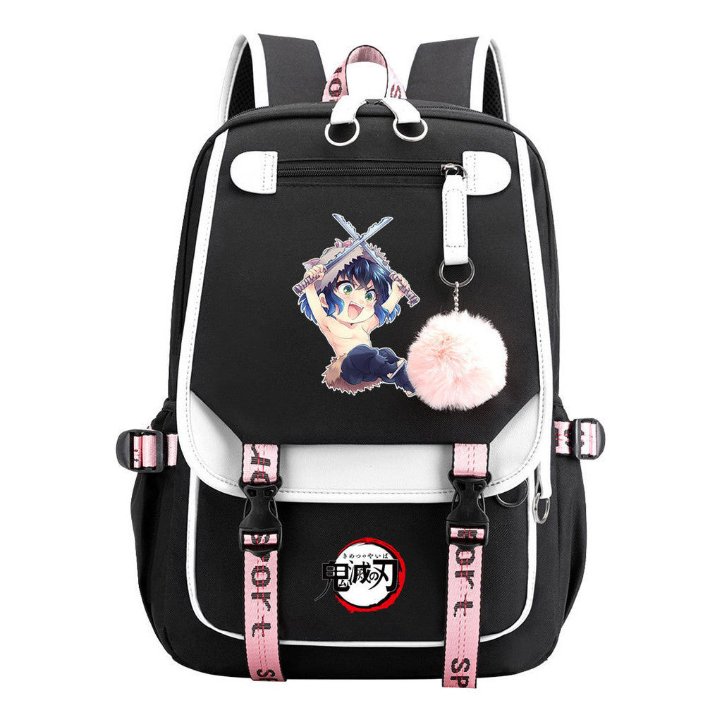 Japanese Cartoon Fashion Usb Student Backpack Casual Woven Flap Backpack