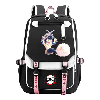 Japanese Cartoon Fashion Usb Student Backpack Casual Woven Flap Backpack