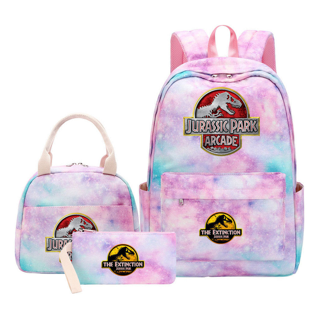 Jurassic Park Dinosaur Youth School Bag Lunch Bag Three Piece Set Backpack Set