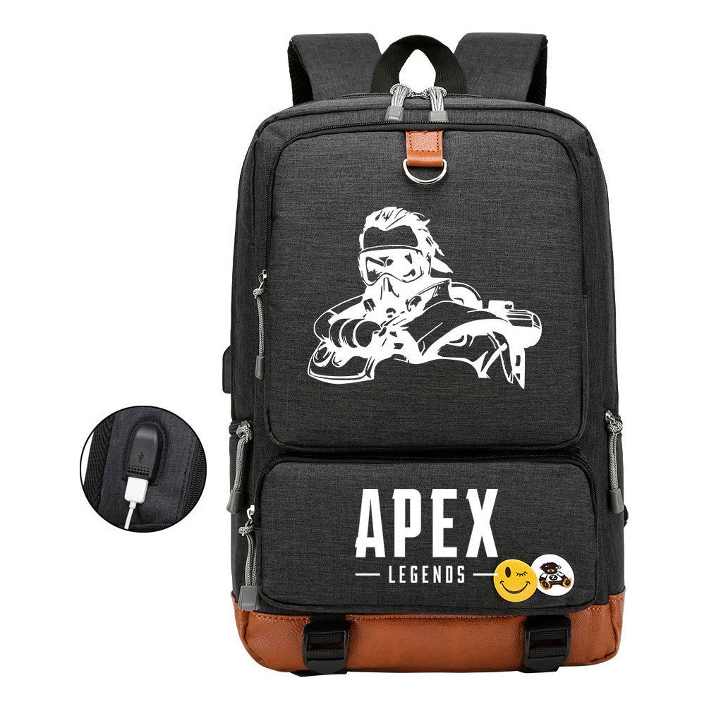 Apex Hero Print Usb Student Backpack Travel Backpack