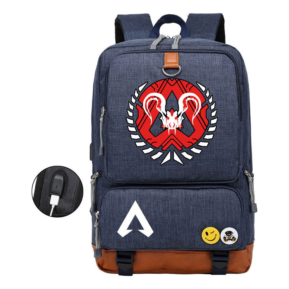 Apex Hero Print Usb Student Backpack Casual Backpack