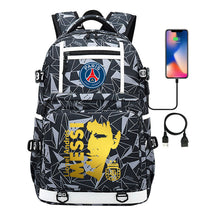 Gold Sports Football Star Printed Usb Youth School Bag Backpack Leisure Travel Backpack