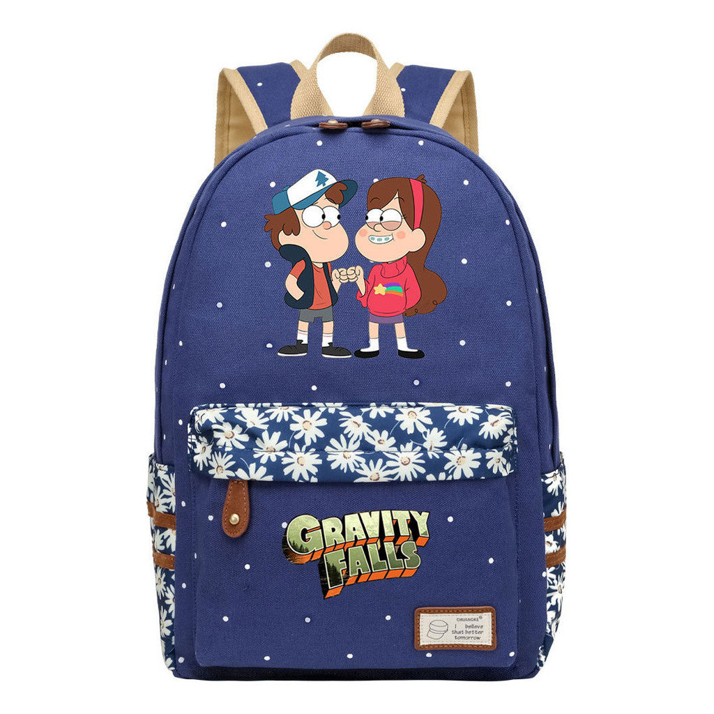 Cartoon, Anime, Bizarre Town, Teenage Student Backpacks, Floral Men's And Women's Backpacks