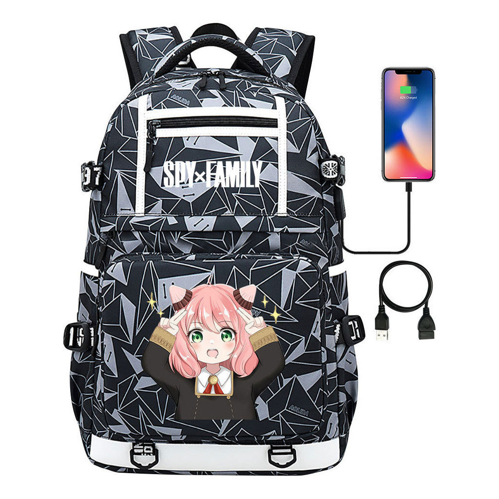Printed Usb Youth Student Backpack Men's And Women's Backpack Leisure Travel Backpack