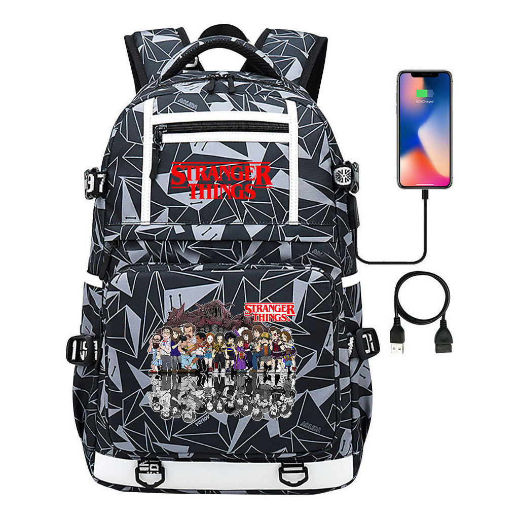 Printed Usb Youth Student Backpack For Men And Women's Leisure Travel Backpack