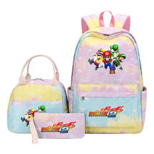 Super Mario Youth Student Girls School Bag Lunch Bag Three Piece Backpack Set
