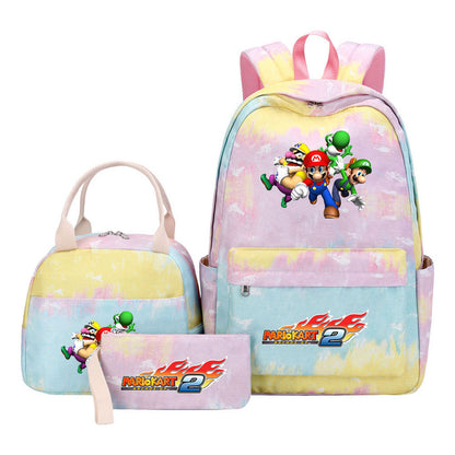 Super Mario Youth Student Girls School Bag Lunch Bag Three Piece Backpack Set