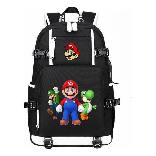 Super Mario Printed Teenage Student Backpack With Large Capacity For Men And Women's Leisure Travel Backpack