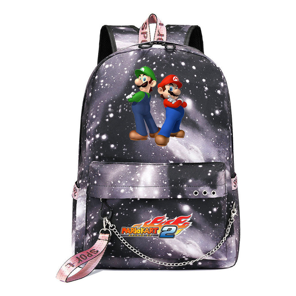 Super Mario Printed Teenage Student Backpack For Men And Women With Casual Woven Straps Backpack