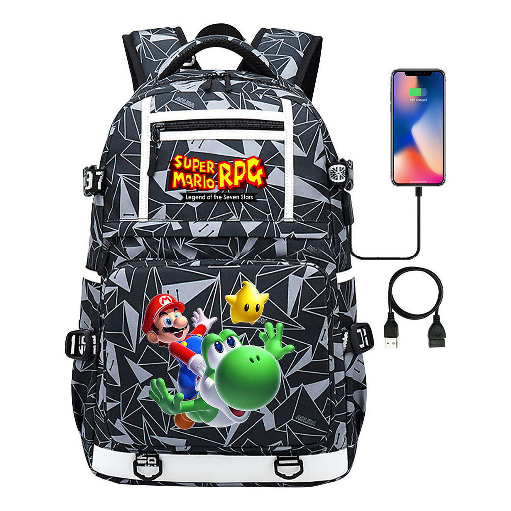 Super Mario Printed Backpack For Men And Women, Casual Travel Backpack