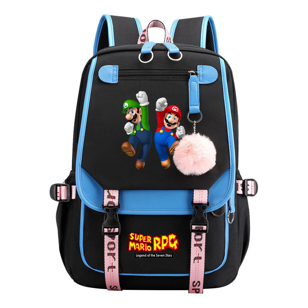 Printed Usb Youth Student Backpack For Men And Women With Casual Woven Strap Flap Backpack